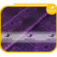 Tissu d&#39;abaya africain damassé teints en tissu de brocart de Guinée violet fait à la main bazin riche